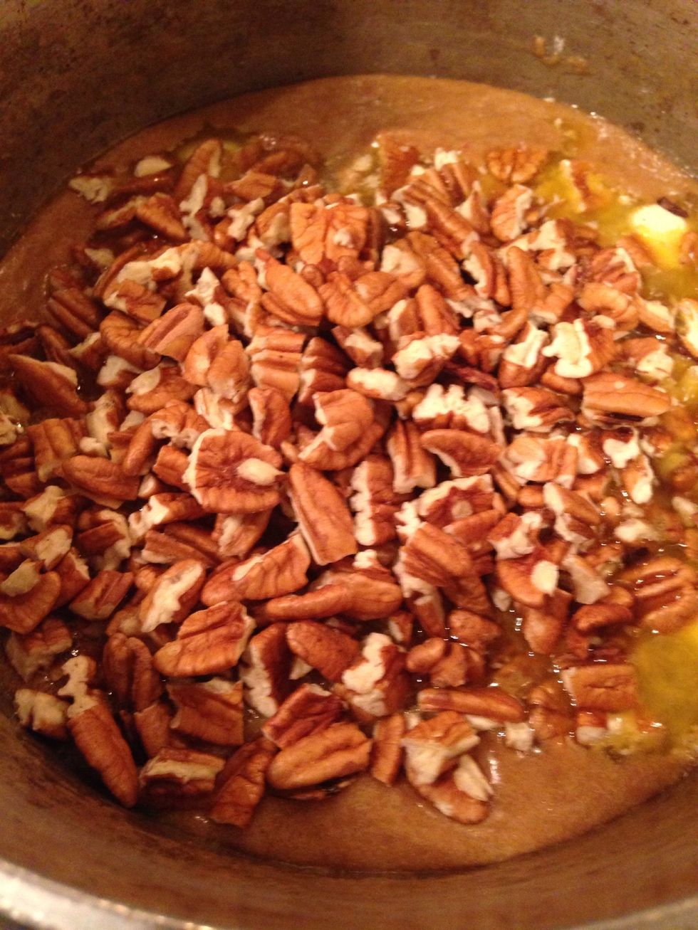Then add in the vanilla and toss in the chopped pecans.