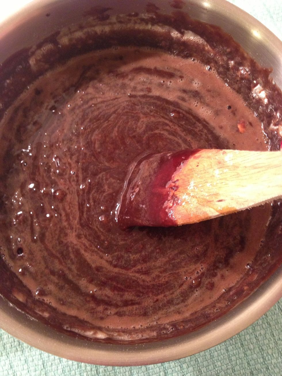 Then, add in the vanilla and whiskey.