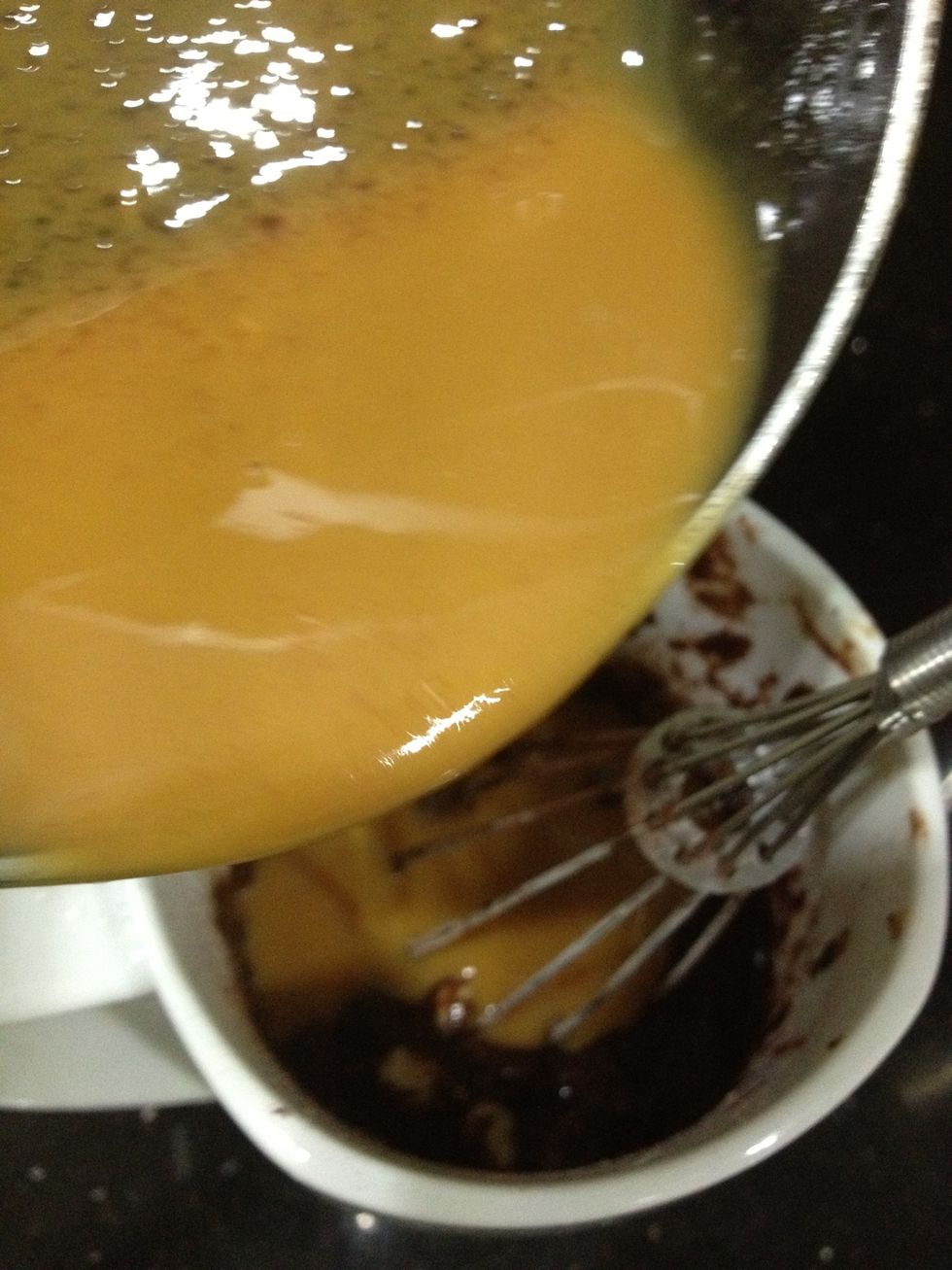 Then add in your peanut butter mixture into your mug.