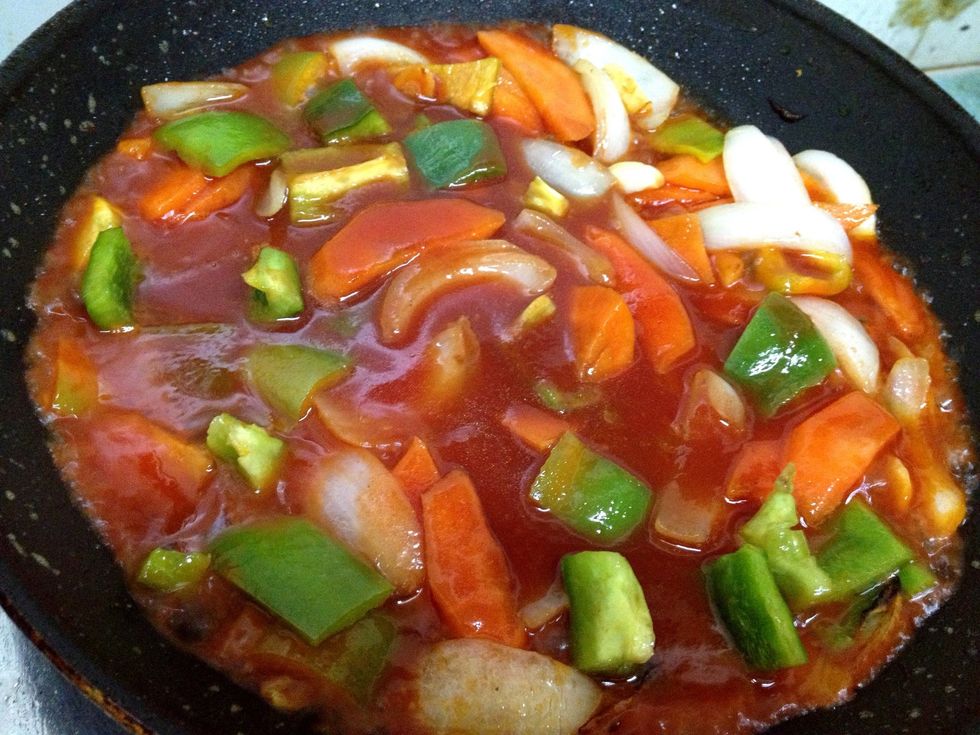 then add just a right amount of sauce and simmer until you reach a bit sticky consistency