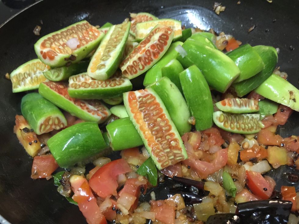 Then add kovakai (Ivy Gourd)