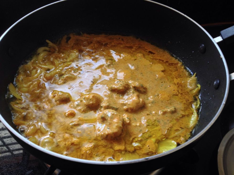 Then add marinated shrimps to the pan..