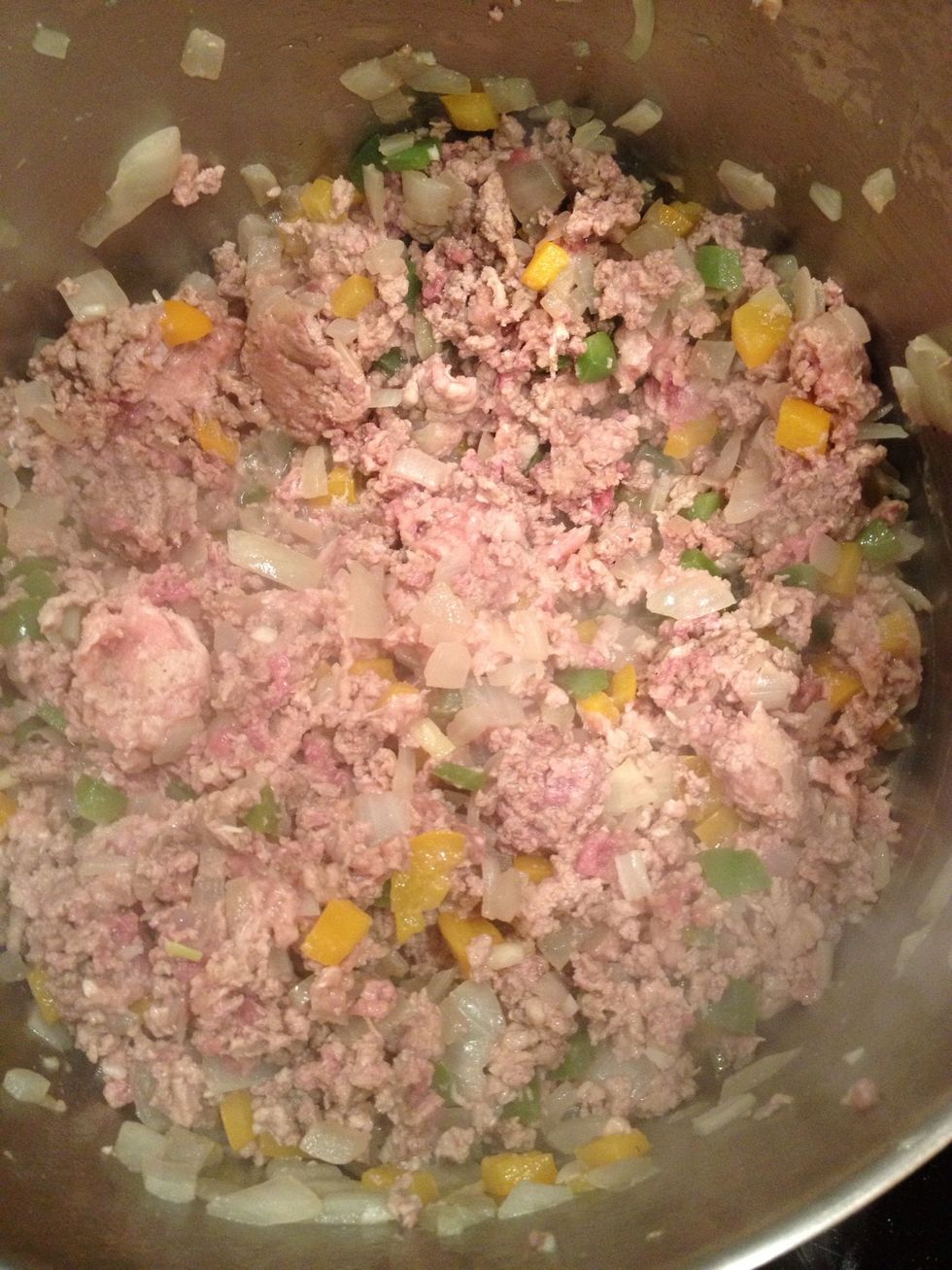 Then add meat and garlic and cook for another 5-7 minutes.