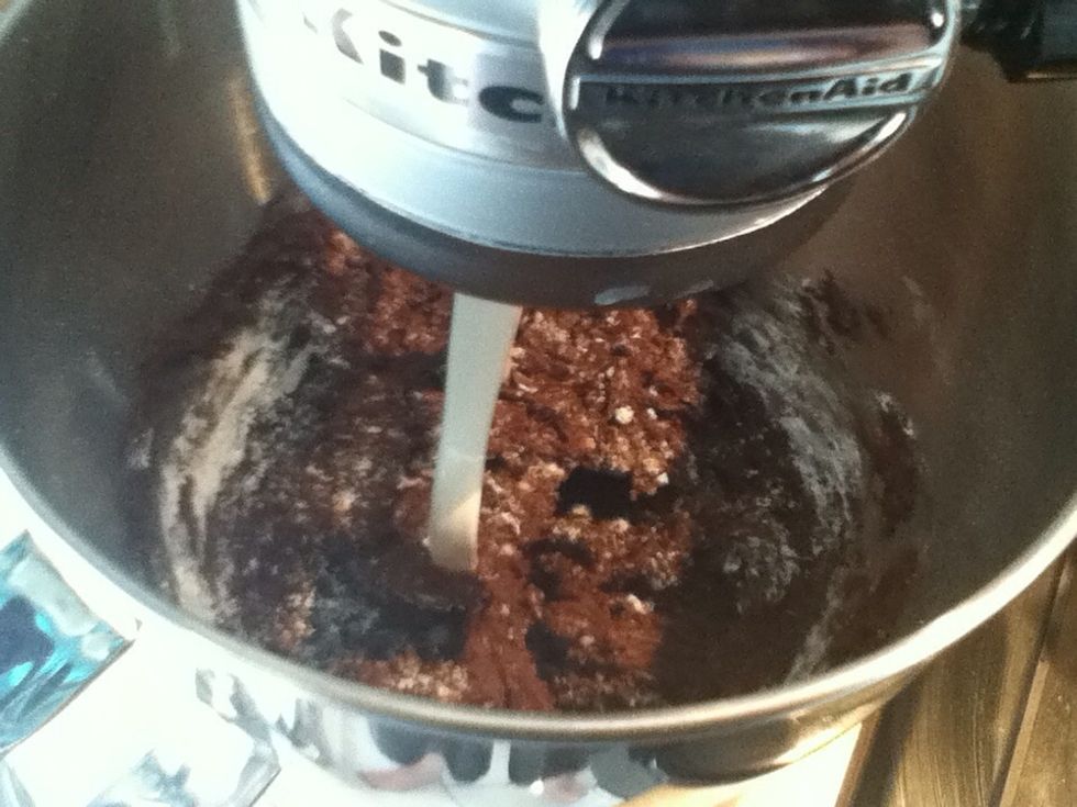 Then add milk and icing sugar. Allow to mix until smooth.