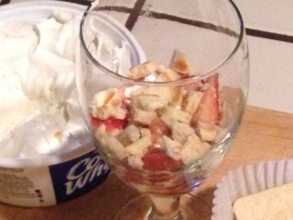 Then add more strawberries , cookie crumble