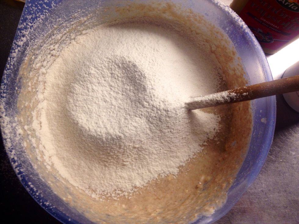 Then add most of the (sifted) wheat flour.