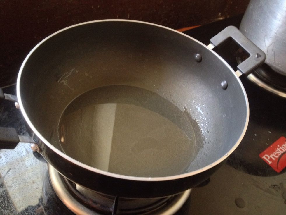 Then add oil and heat it..