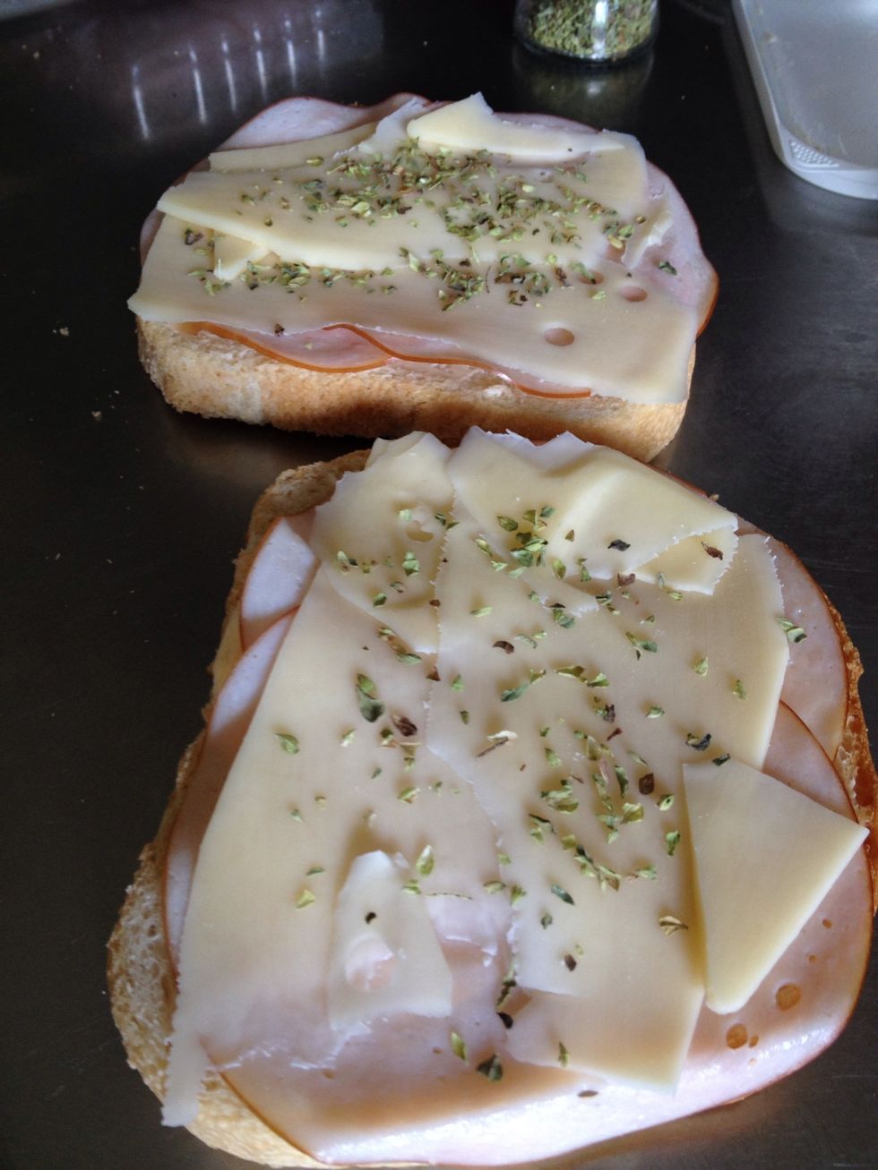 Then add oregano on top and put together.