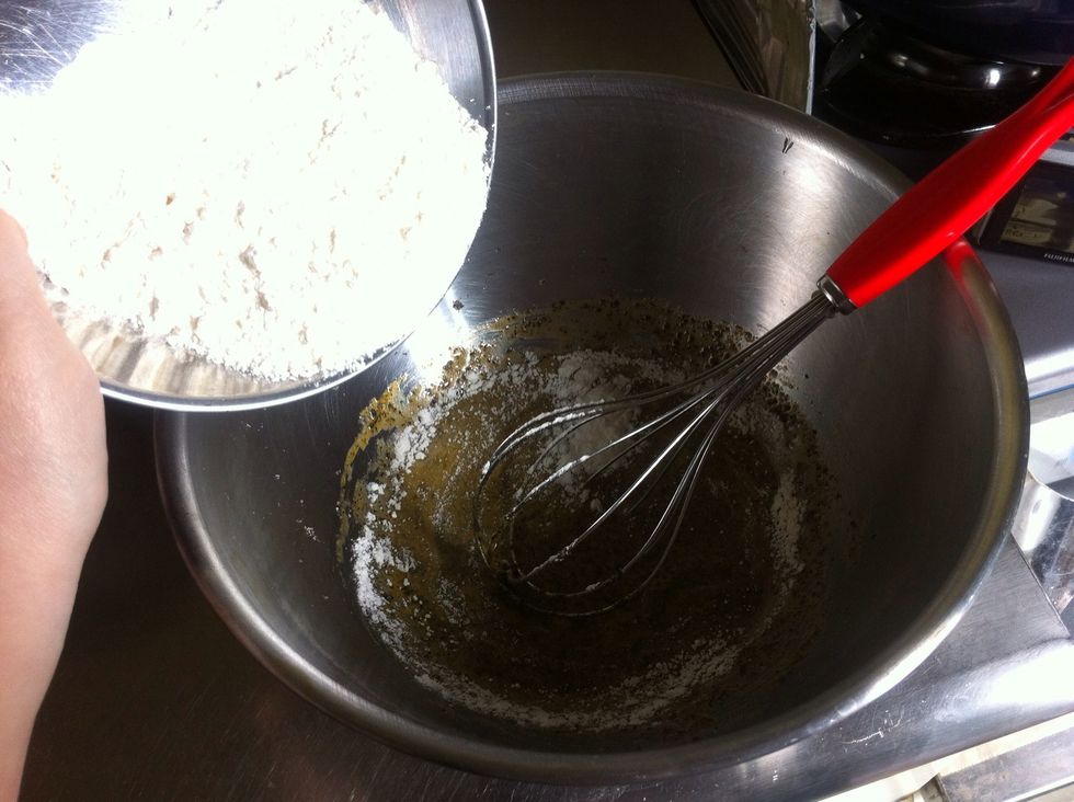 Then add pancake mix.