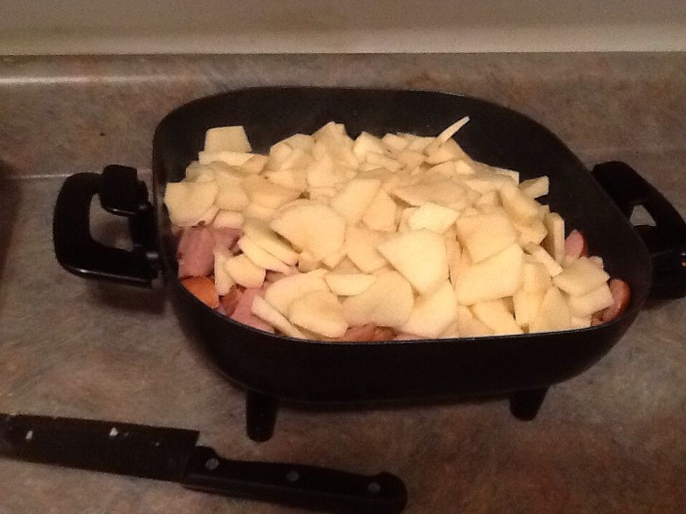Then add potatoes and fry it for 3 mins