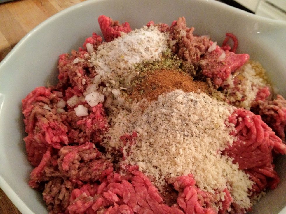 Then add remaining spices and egg.