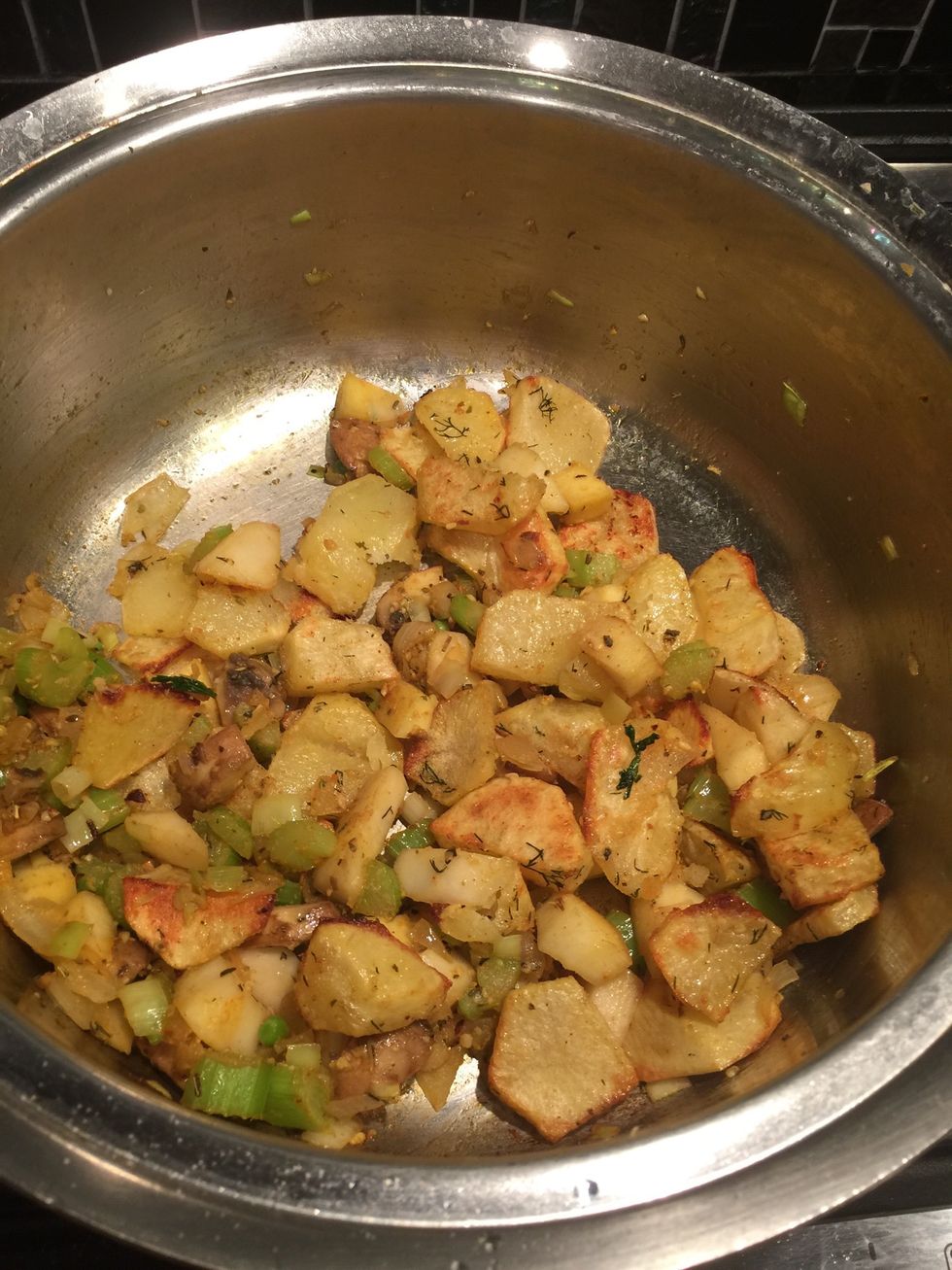 Then add roasted potatoes.