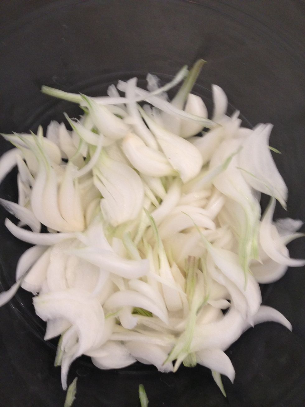 Then add sliced spring onions...when in season. Otherwise add any onions / optional mix delicately. Add the Swiss chard leaves cut into 1 cm strips mix and