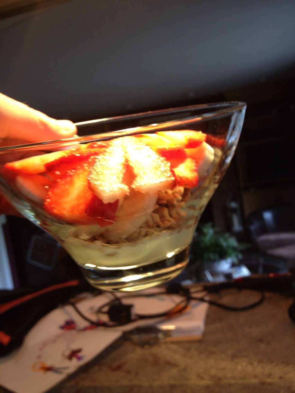Then add some granola and fruit layers