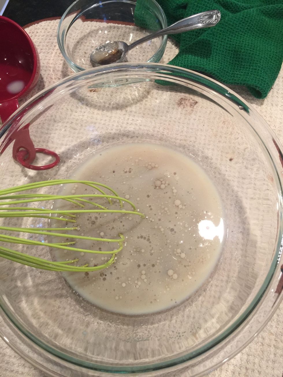 Then add the almond milk.