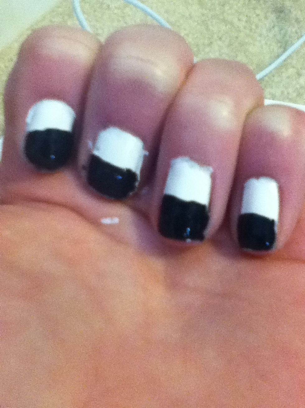 Then, Add The Black Nail Art Pen To The Top Of Each Finger Nail. Let That Dry For About 5 Minutes