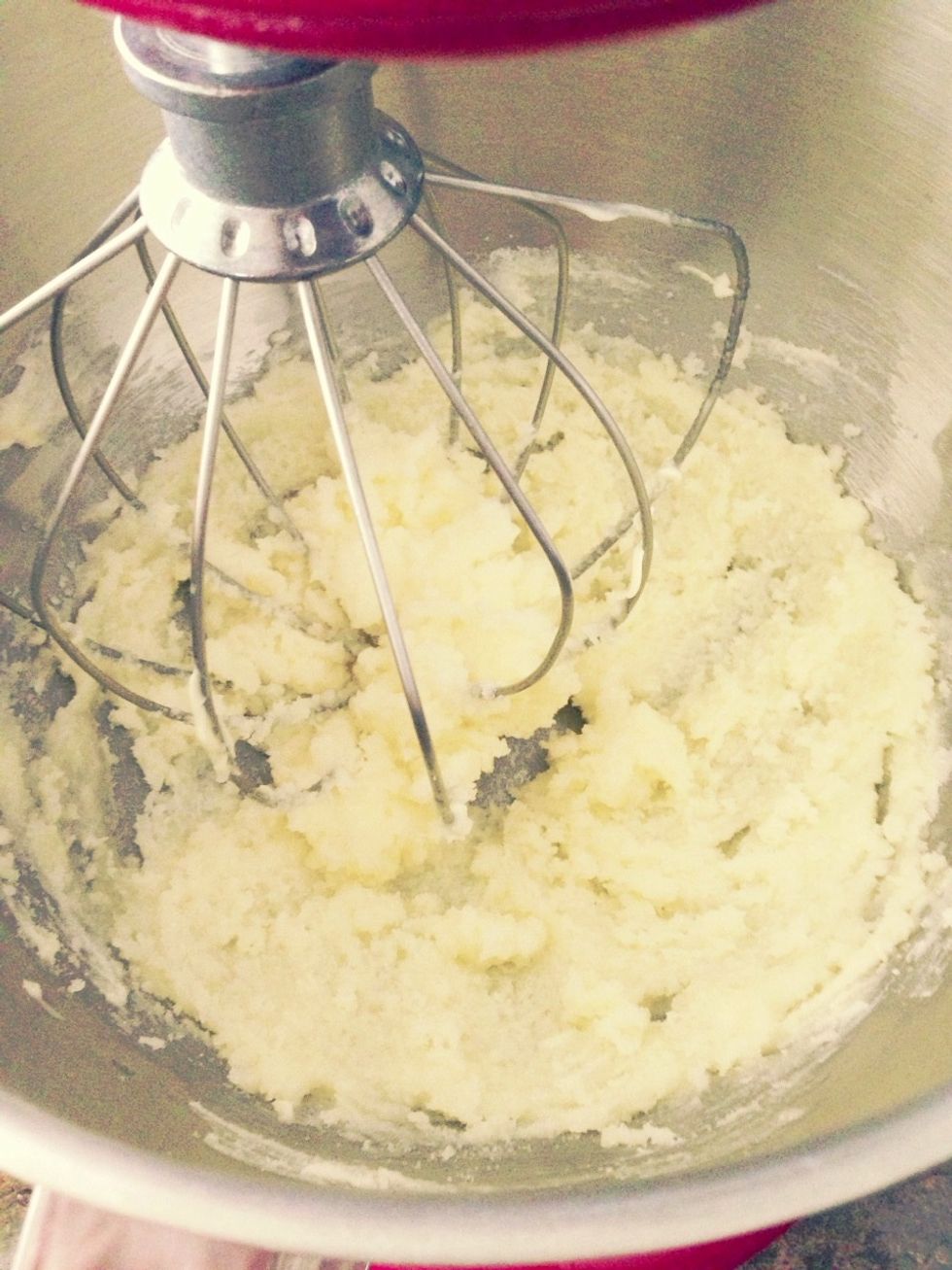 Then add the butter and beat on medium for 3 minutes until combined.