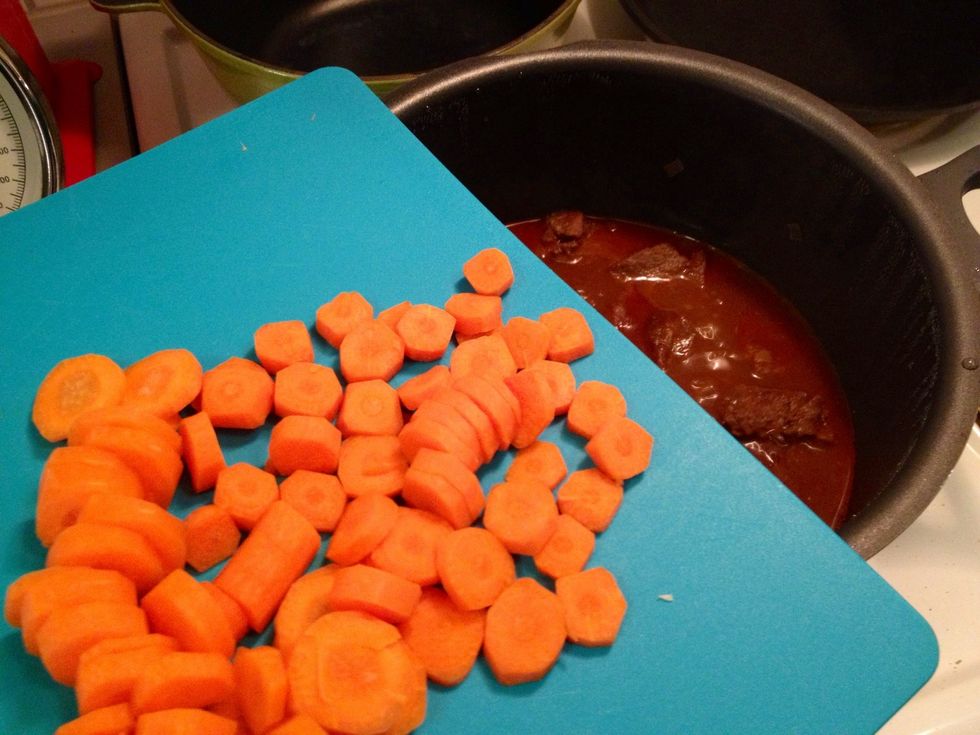 Then add the carrots, and boil for another 20 minutes. If you prefer boiling the meat longer add the carrots later or they will be mushy.