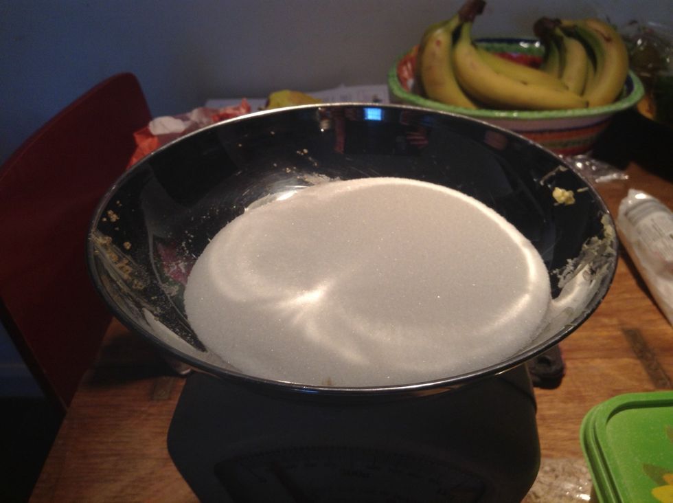 Then add the caster sugar , and add to the butter and brown sugar