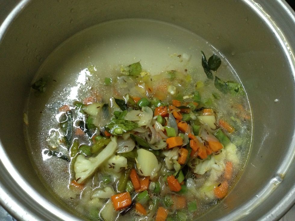 Then add the cooked mixture to it...