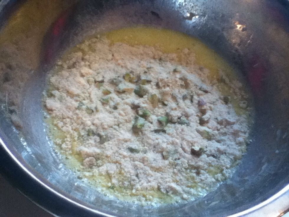 Then add the dry ingredients to the wet.