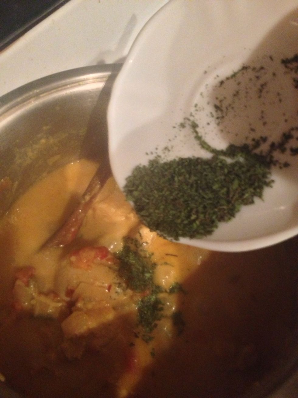 Then add the dry peppermint.