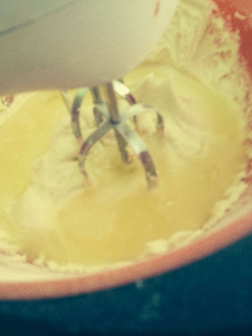 Then add the eggs and mix