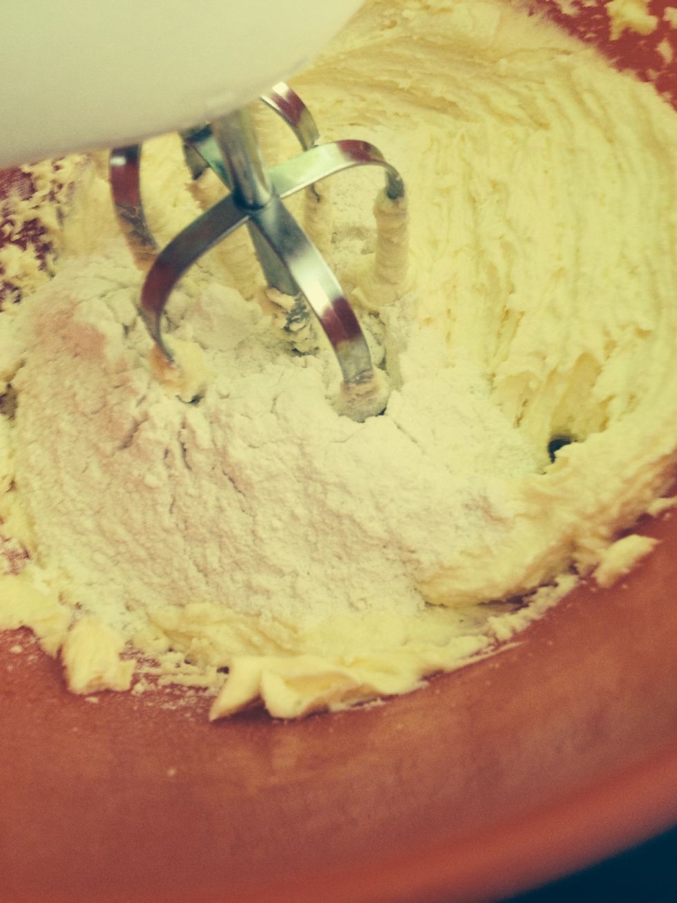 Then add the flour and mix