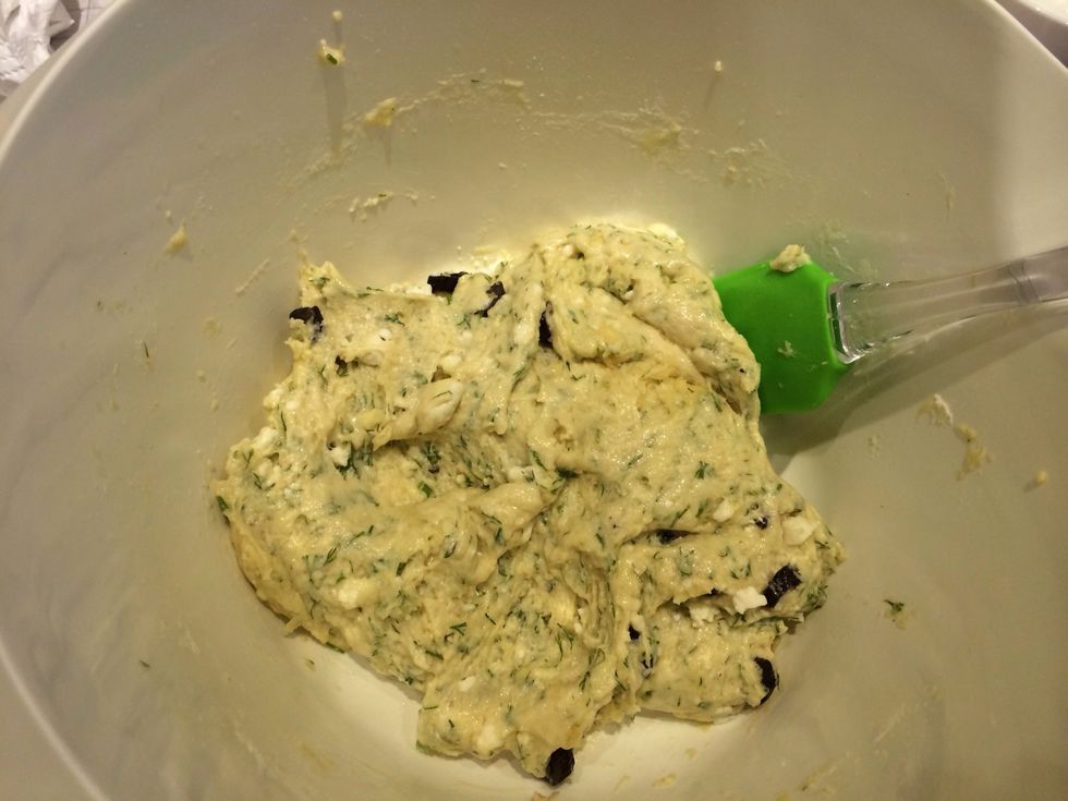 Then, add the flour.\ud83c\udf5a You will have a dense mixture.