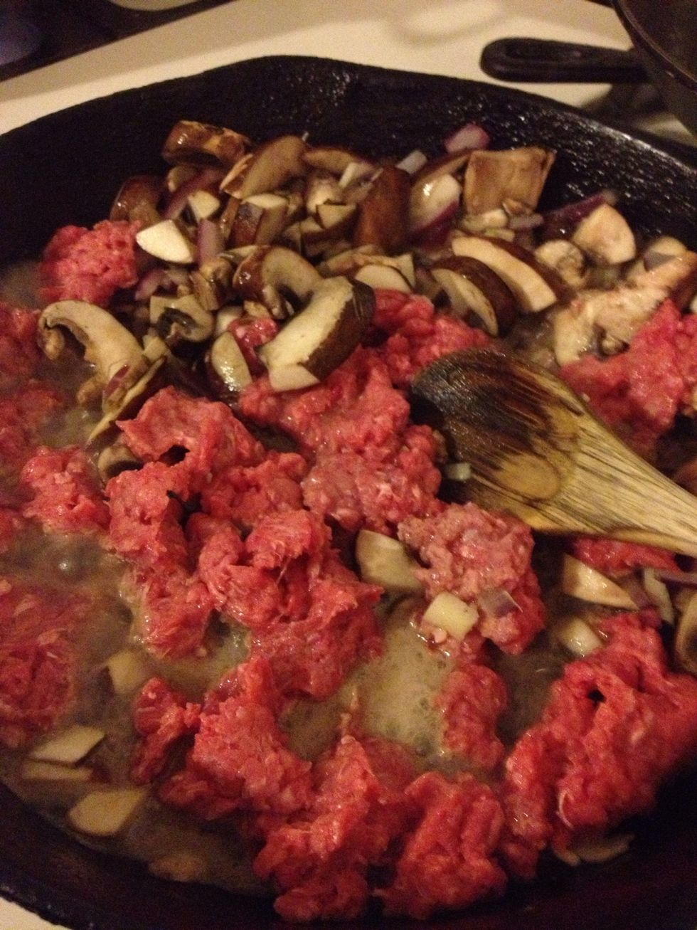 Then add the ground beef.
