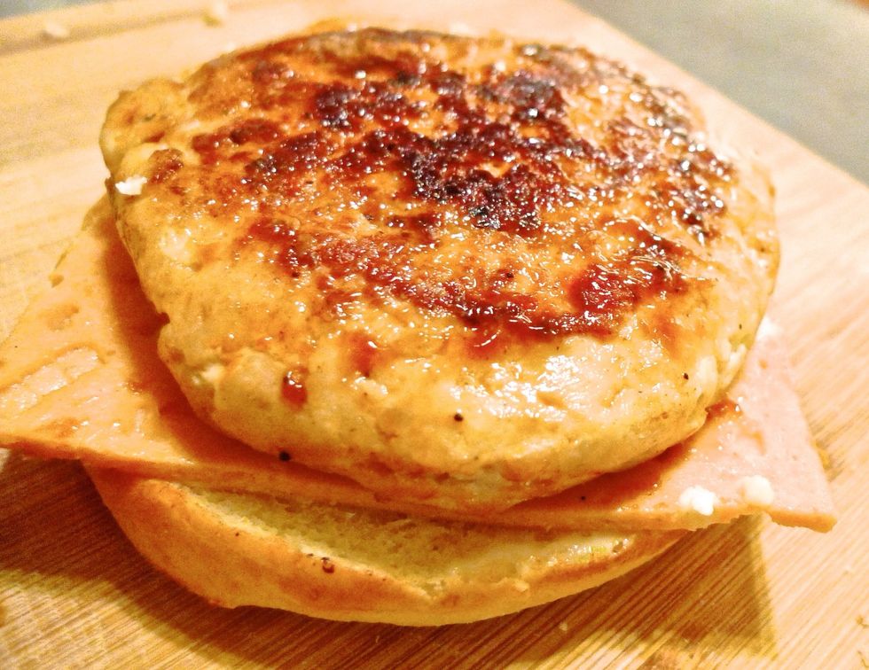 Then add the homemade chicken patty.