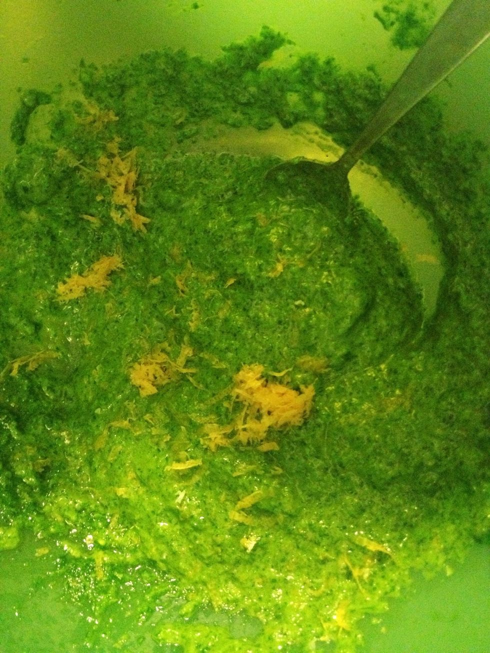 Then add the lemon peel, as well as the juice.