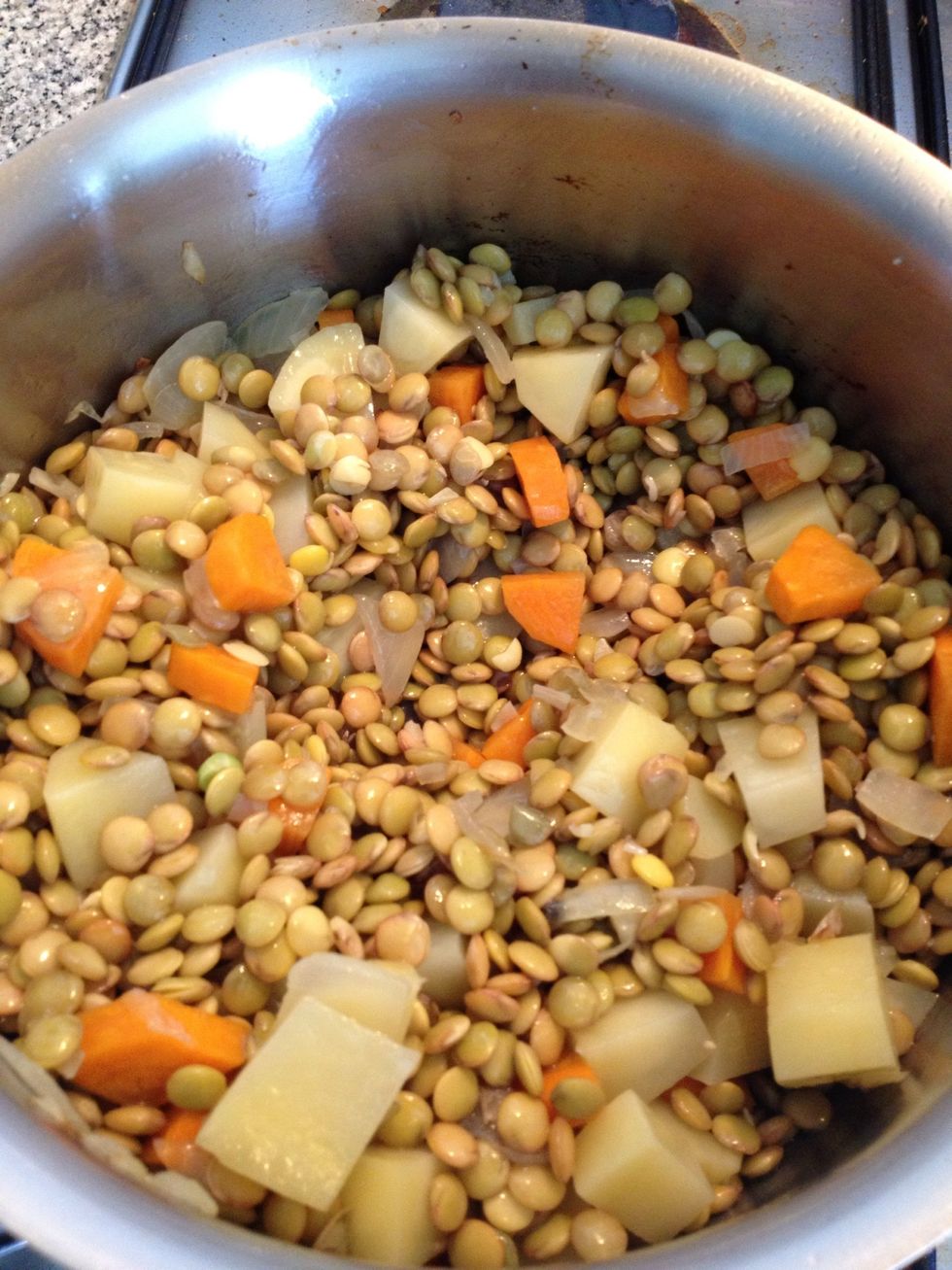 then add the lentils... mix