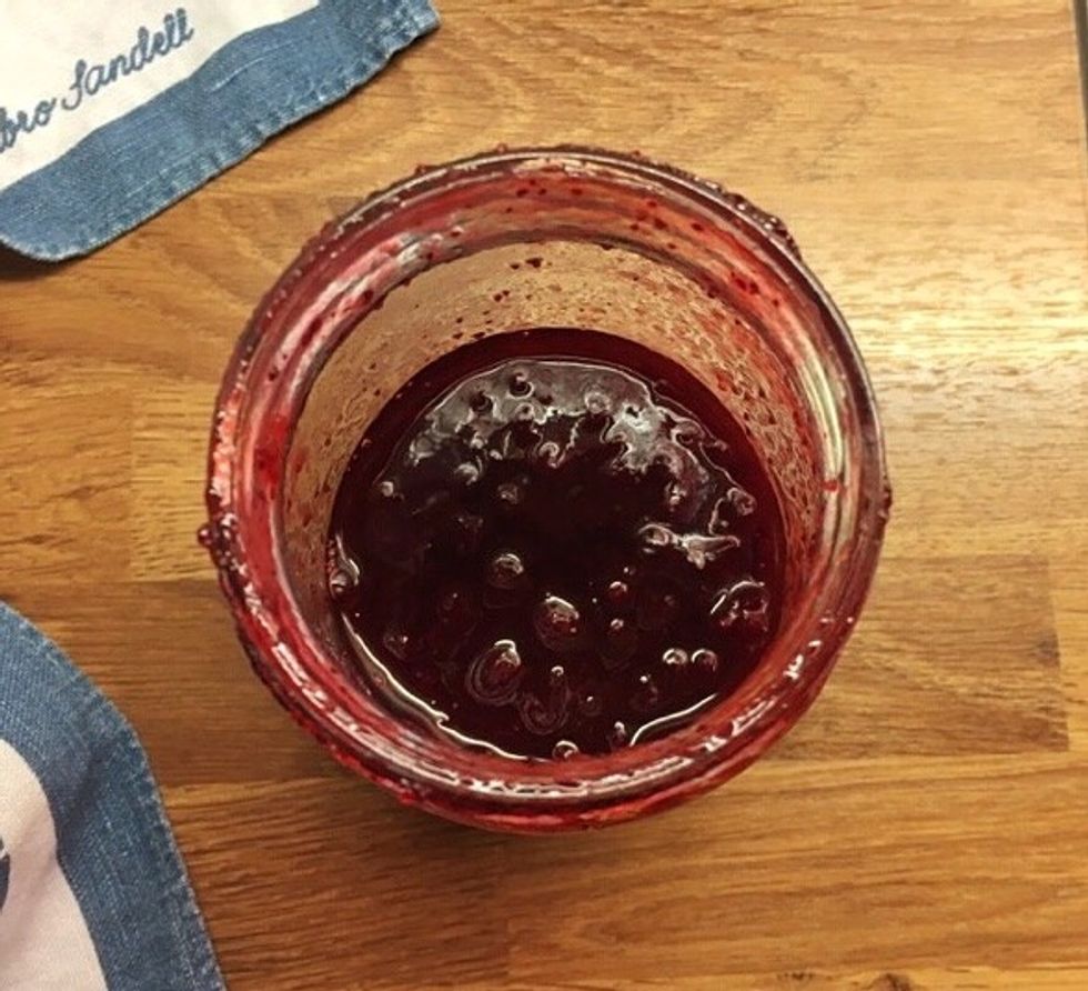 Then add the lingonberry jam.