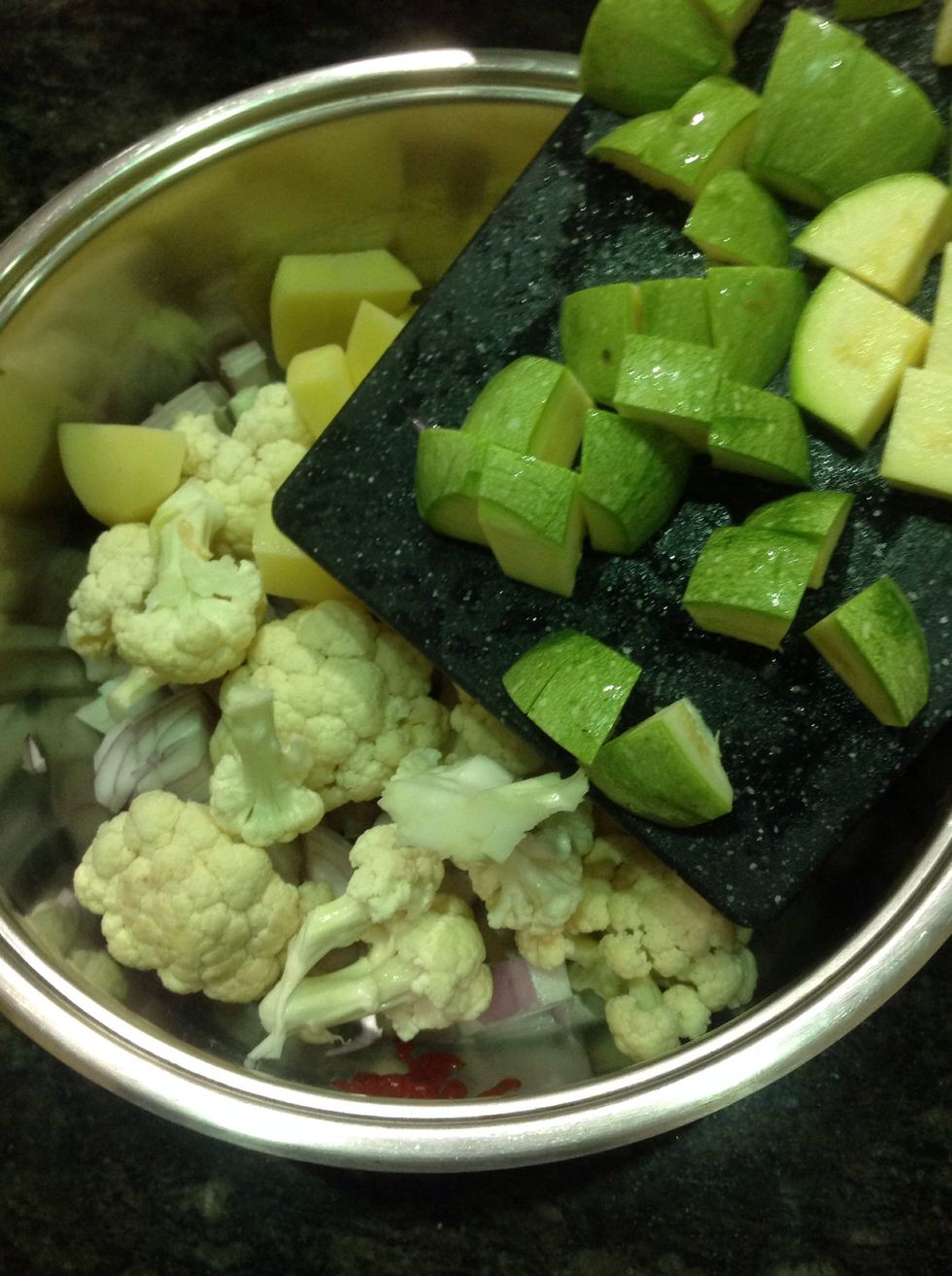 Then add the marrows.