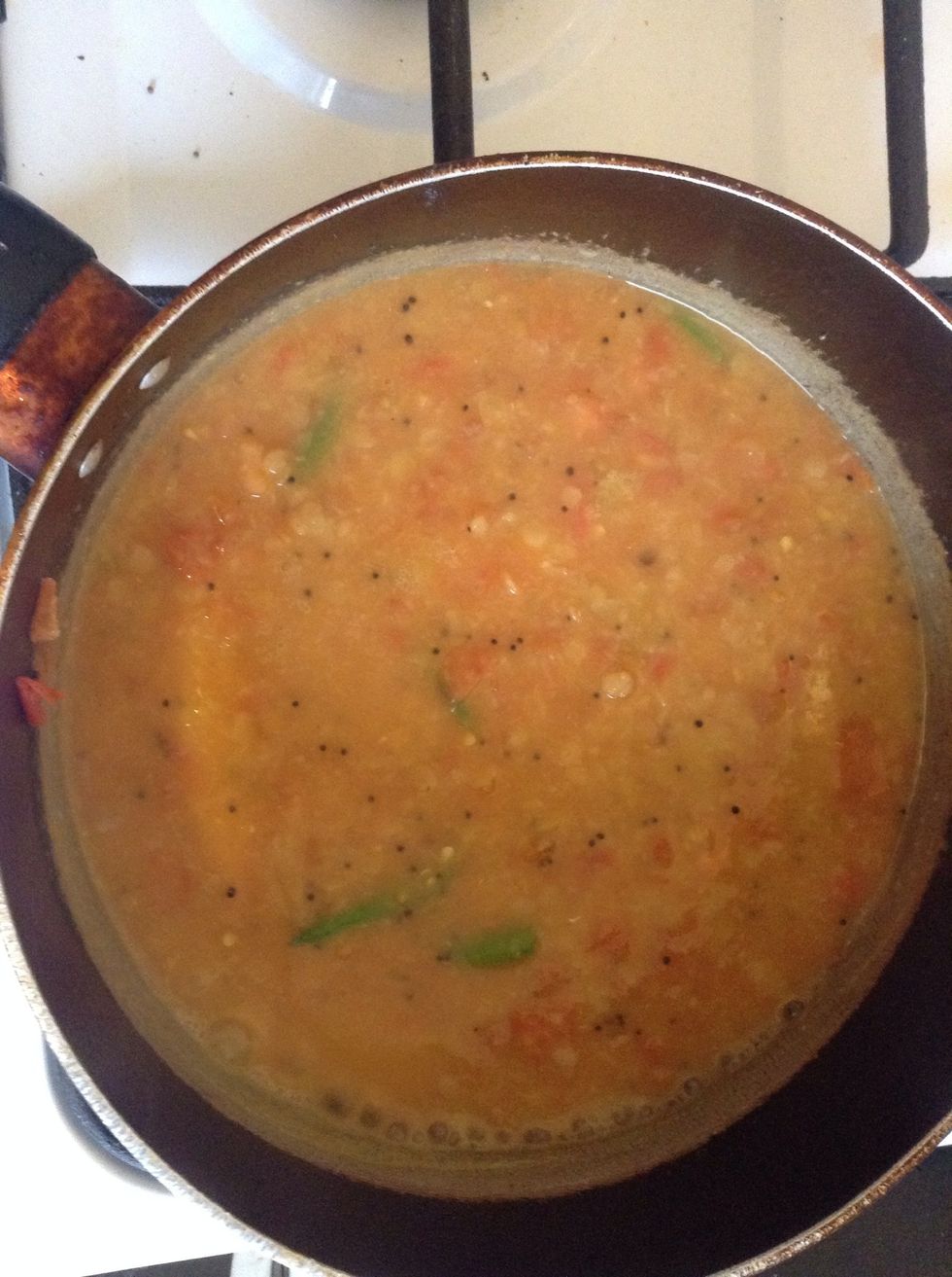 ...then add the mashed dal and mix well.