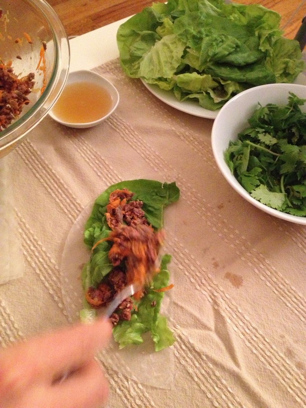 Then add the meat mixture made earlier.