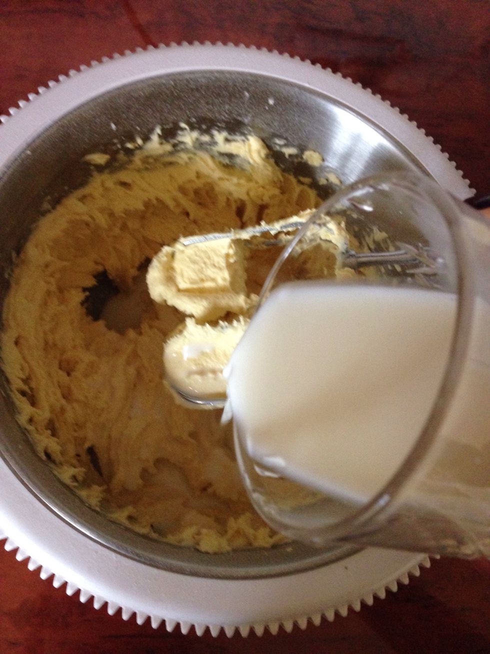 Then add the milk and mix mix mix