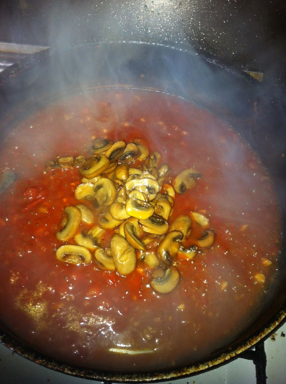 Then add the mushrooms