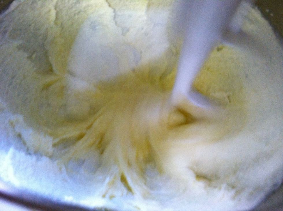 Then, add the one egg and blend. Again, this is to add air to make it fluffy.