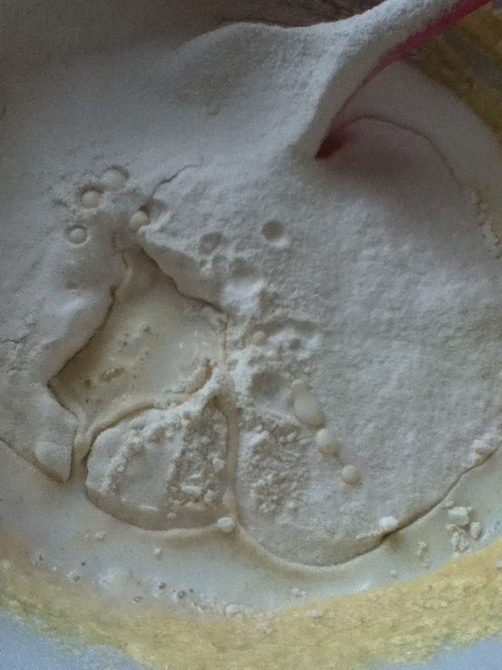 Then add the other half of the milk and flour.