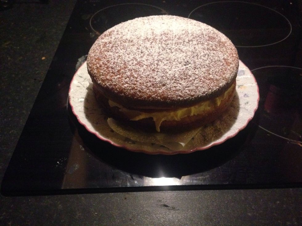 Then add the other half ontop of the sponge, dust with icing sugar and your done!
