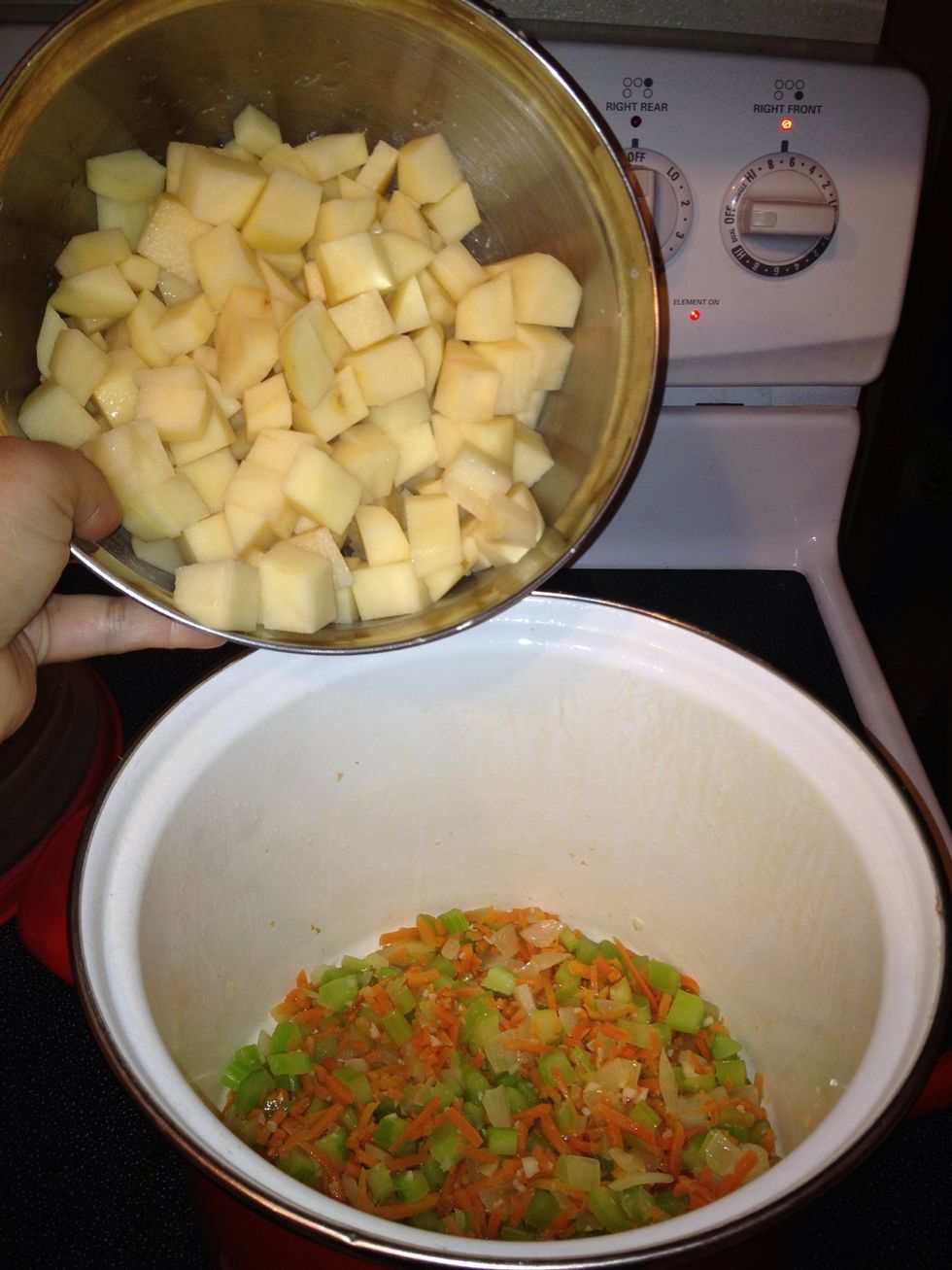 Then add the potatoes.