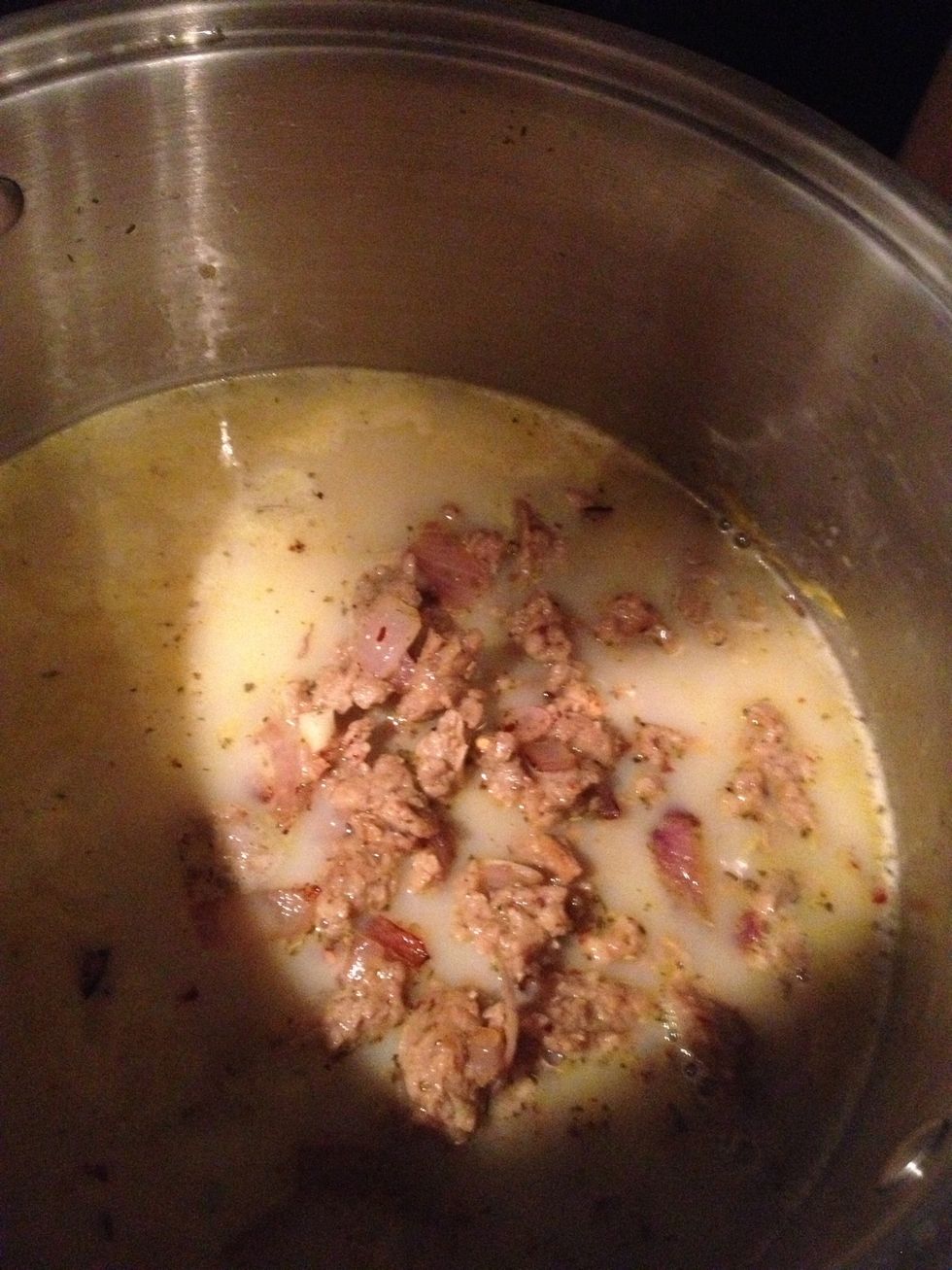 Then add the sausage mix.