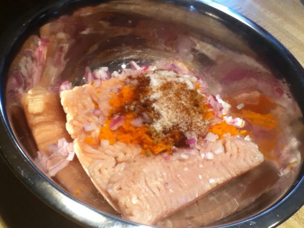 Then add the spices.