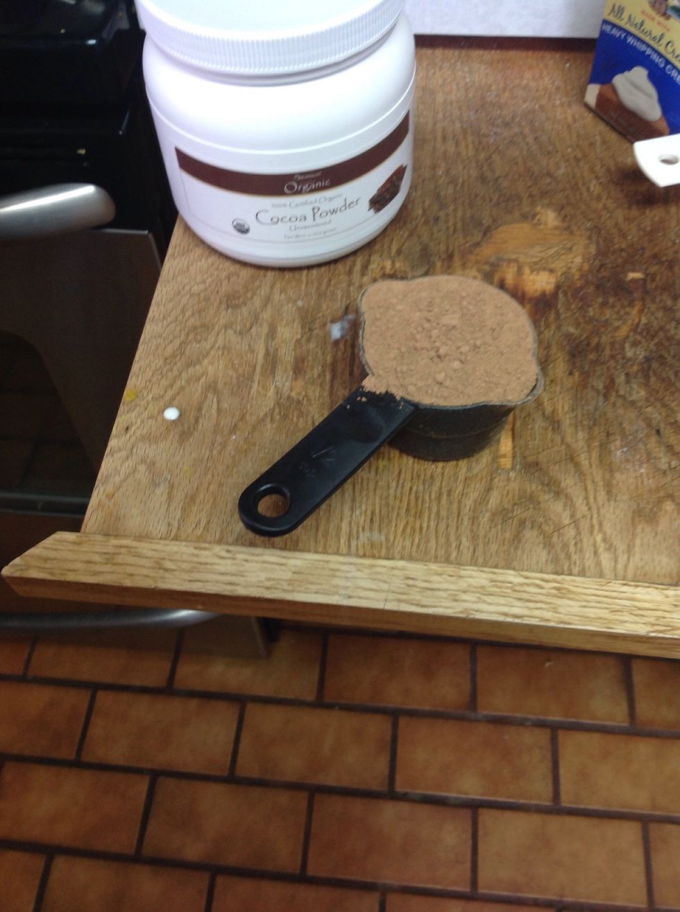 Then, add the unsweeted cocoa powder.