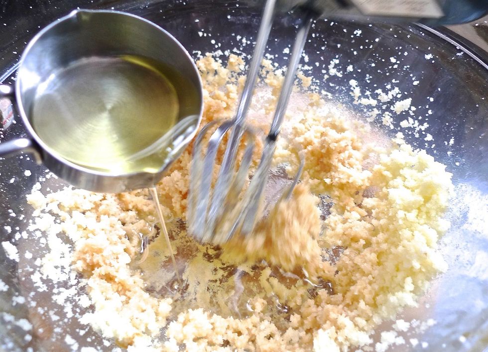 Then add the vegetable oil.