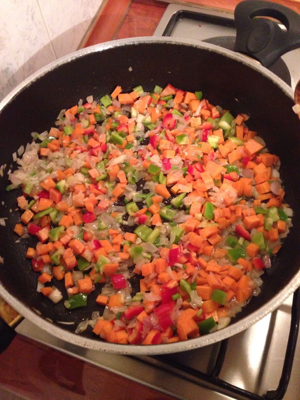 Then add the vegetables ant let all cook until soft...