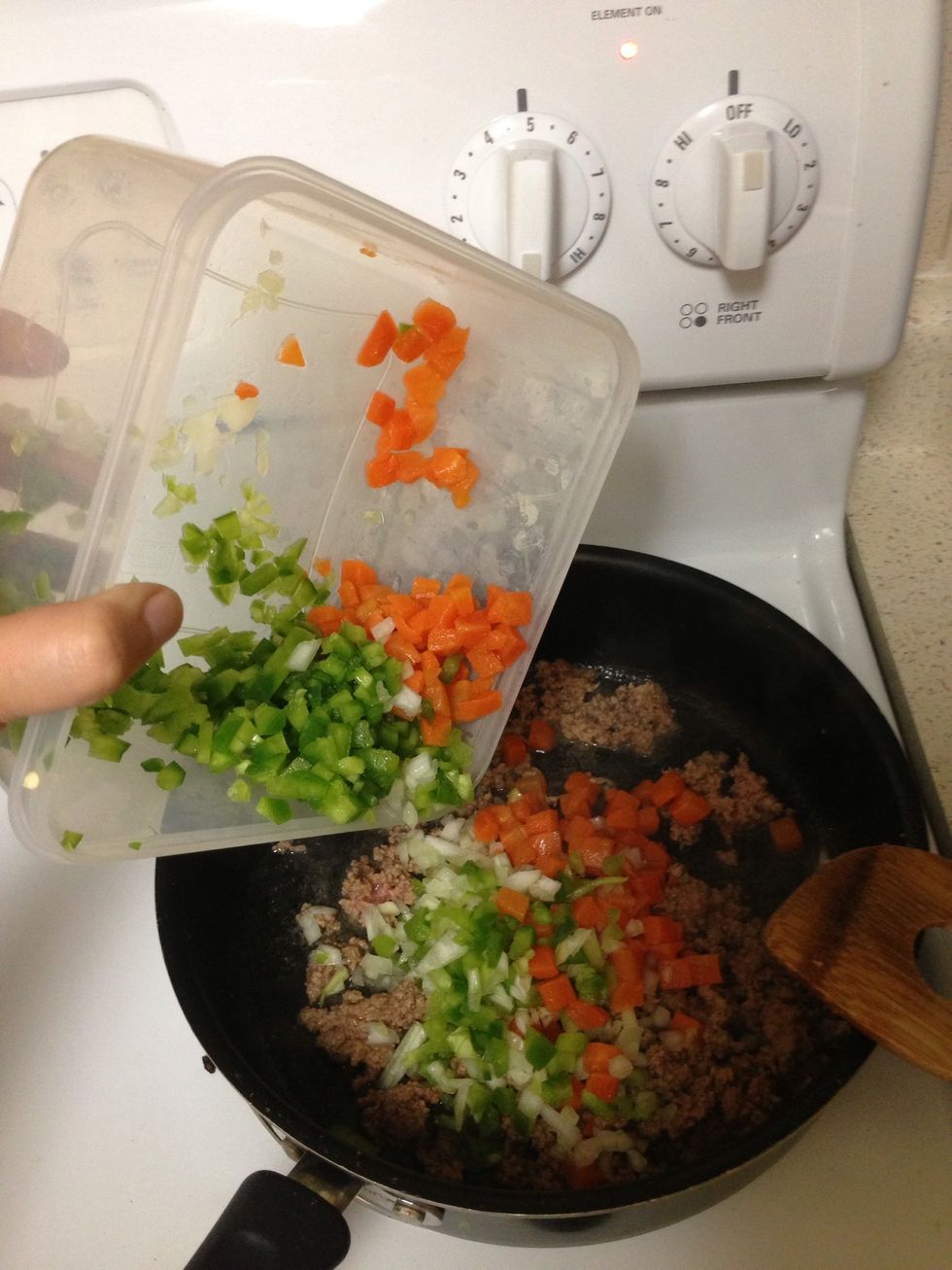 Then add the veggies