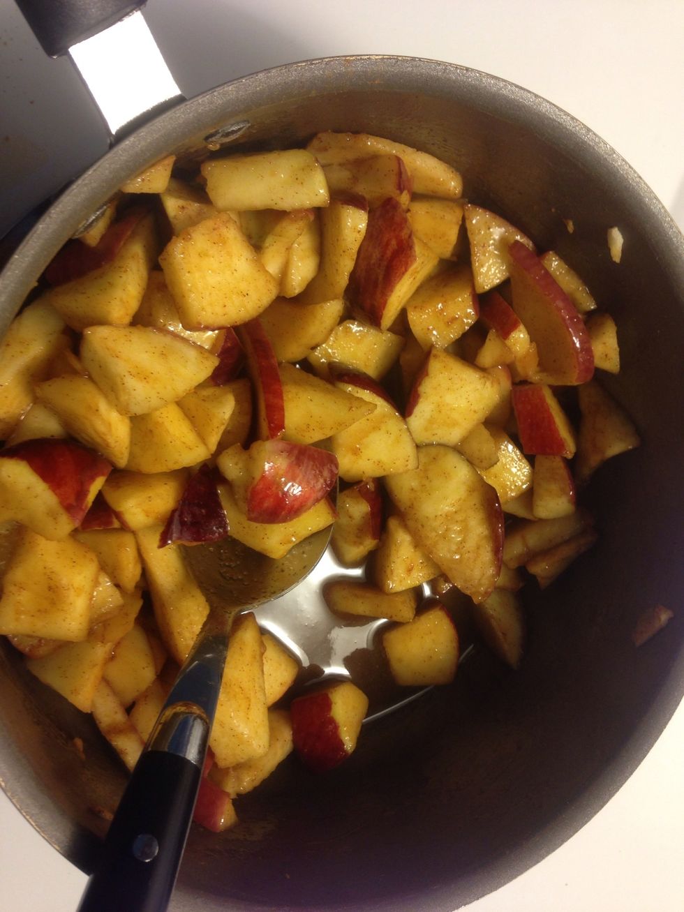 Then add the water and mix